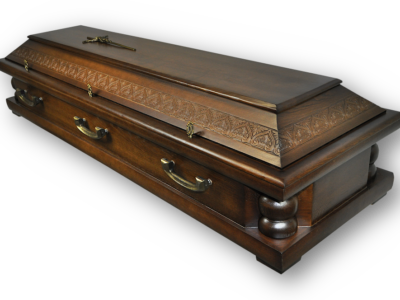 Luksusowa trumna dębowa z ornamentem