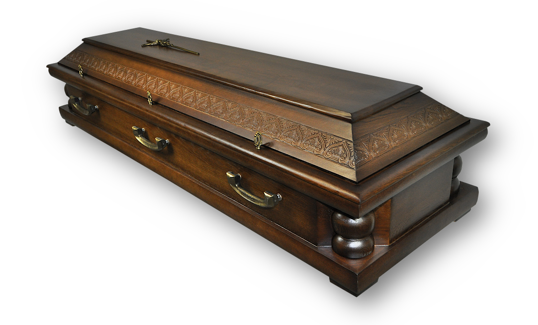 Luksusowa trumna dębowa z ornamentem - Tanie usługi pogrzebowe Luksusowa trumna dębowa z ornamentem